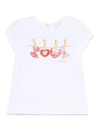 T-shirt per neonata Monnalisa bianco con stampa fiocco sul davanti - Rubino Kids