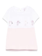 T-shirt per neonata Monnalisa bianco e rosa con strass - Rubino Kids