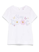 T-shirt per neonata Monnalisa bianco Stay Cool con stampa - Rubino Kids