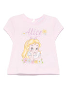 T-shirt per neonata Monnalisa rosa con stampa Alice x Disney - Rubino Kids
