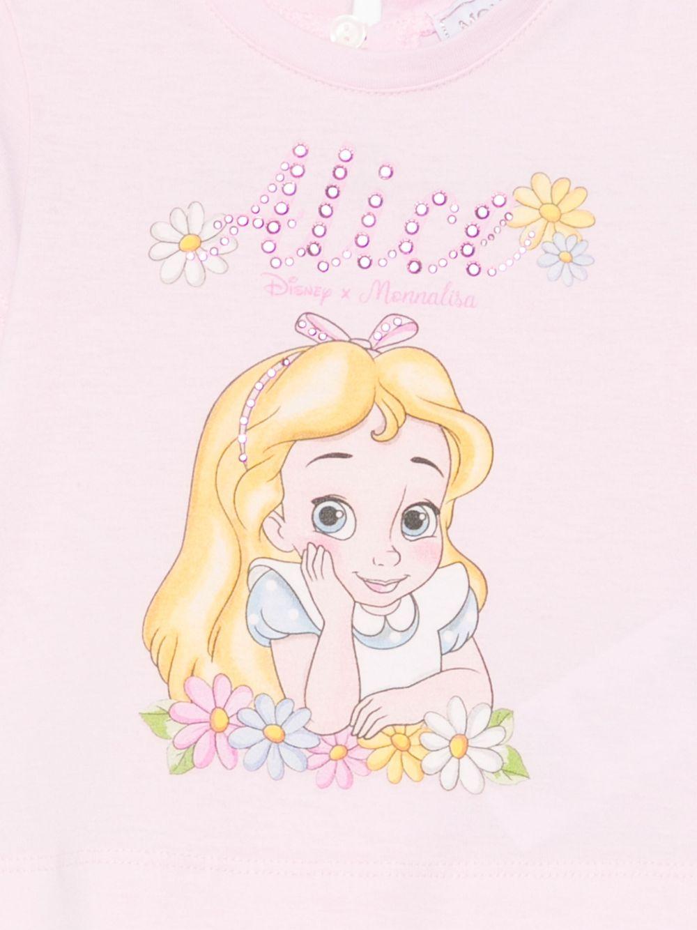 T-shirt per neonata Monnalisa rosa con stampa Alice x Disney - Rubino Kids
