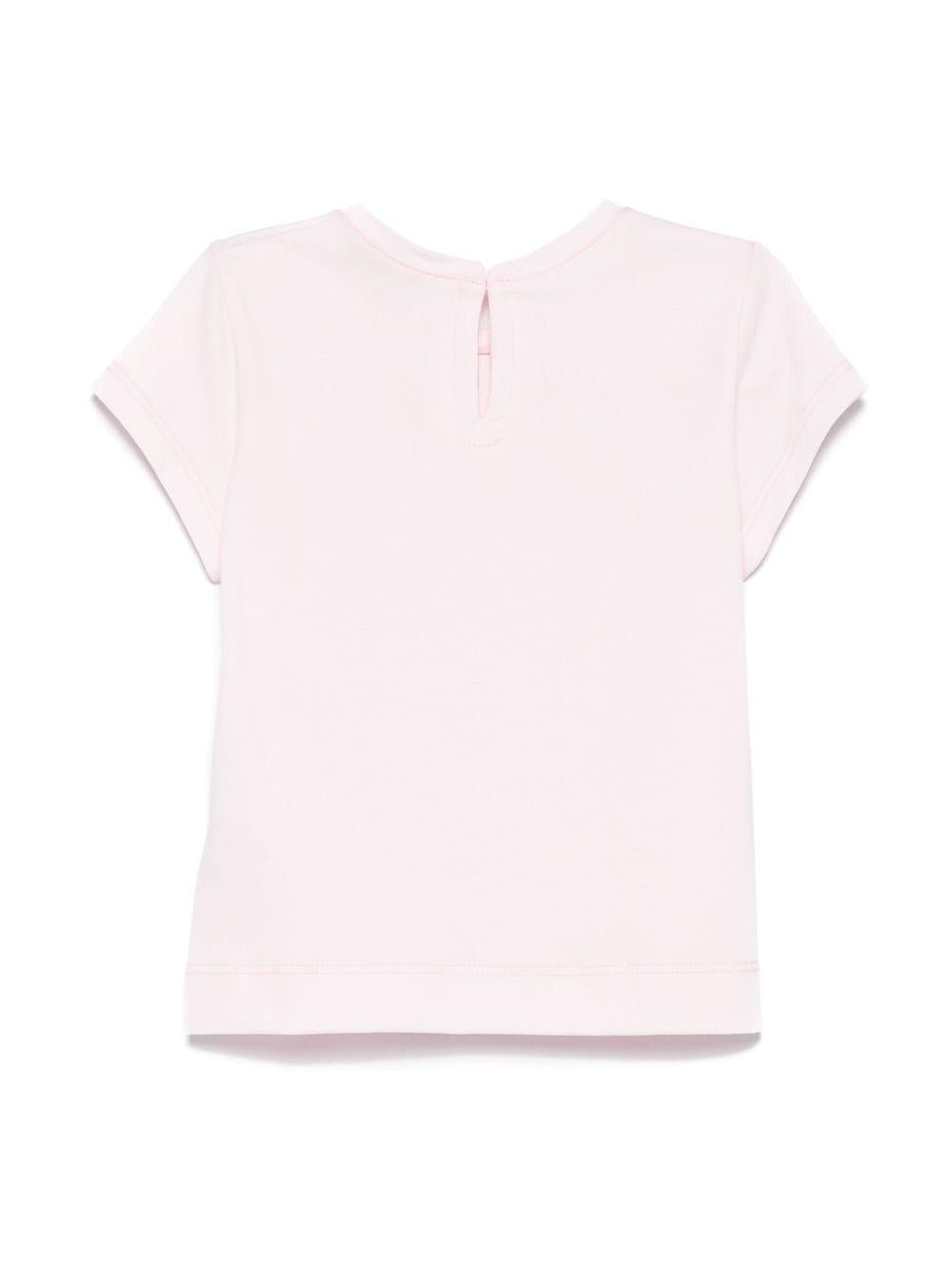 T-shirt per neonata Monnalisa rosa con stampa con rose sul davanti - Rubino Kids