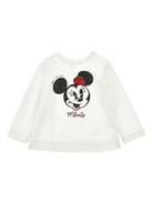 T-shirt per neonata Monnalisa x Disney bianca con stampa Minnie Mouse - Rubino Kids