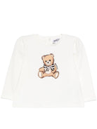 T-shirt per neonata Moschino Kids bianca con motivo Teddy Bear - Rubino Kids