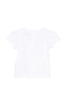 T-shirt per neonata Moschino Kids bianca con stampa Teddy Bear con cuore - Rubino Kids