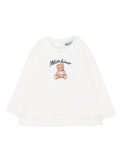 T-shirt per neonata Moschino Kids bianco con stampa Teddy Bear - Rubino Kids