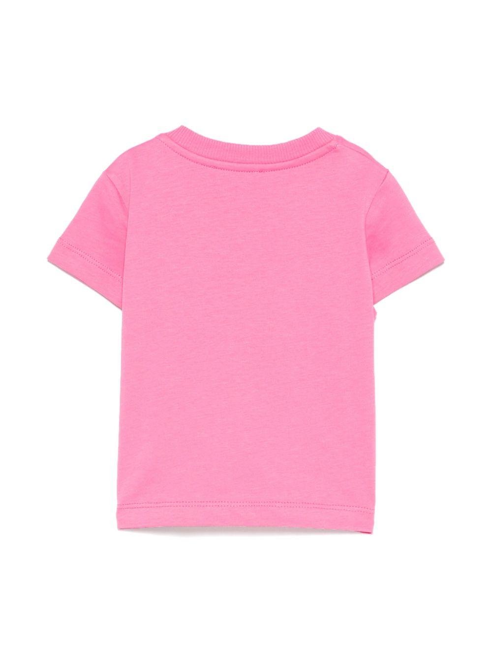 T-shirt per neonata Moschino Kids fucsia con stampa Teddy Bear - Rubino Kids