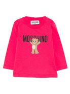 T-shirt per neonata Moschino Kids fucsia con stampa teddy - Rubino Kids