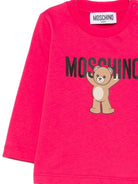 T-shirt per neonata Moschino Kids fucsia con stampa teddy - Rubino Kids