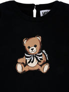 T-shirt per neonata Moschino Kids nero a maniche lunghe con stampa Teddy Bear - Rubino Kids