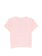 T-shirt per neonata Moschino Kids rosa con logo sul davanti - Rubino Kids