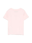 T-shirt per neonata Moschino Kids rosa con logo Teddy Bear ricamato - Rubino Kids