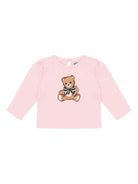 T-shirt per neonata Moschino Kids rosa con motivo Teddy Bear - Rubino Kids