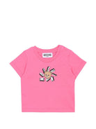 T-shirt per neonata Moschino Kids rosa con motivo Teddy Bear - Rubino Kids