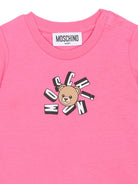 T-shirt per neonata Moschino Kids rosa con motivo Teddy Bear - Rubino Kids