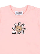 T-shirt per neonata Moschino Kids rosa con motivo Teddy Bear - Rubino Kids