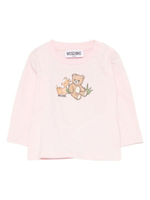 Moschino Kids pink graphic print baby girl T-shirt