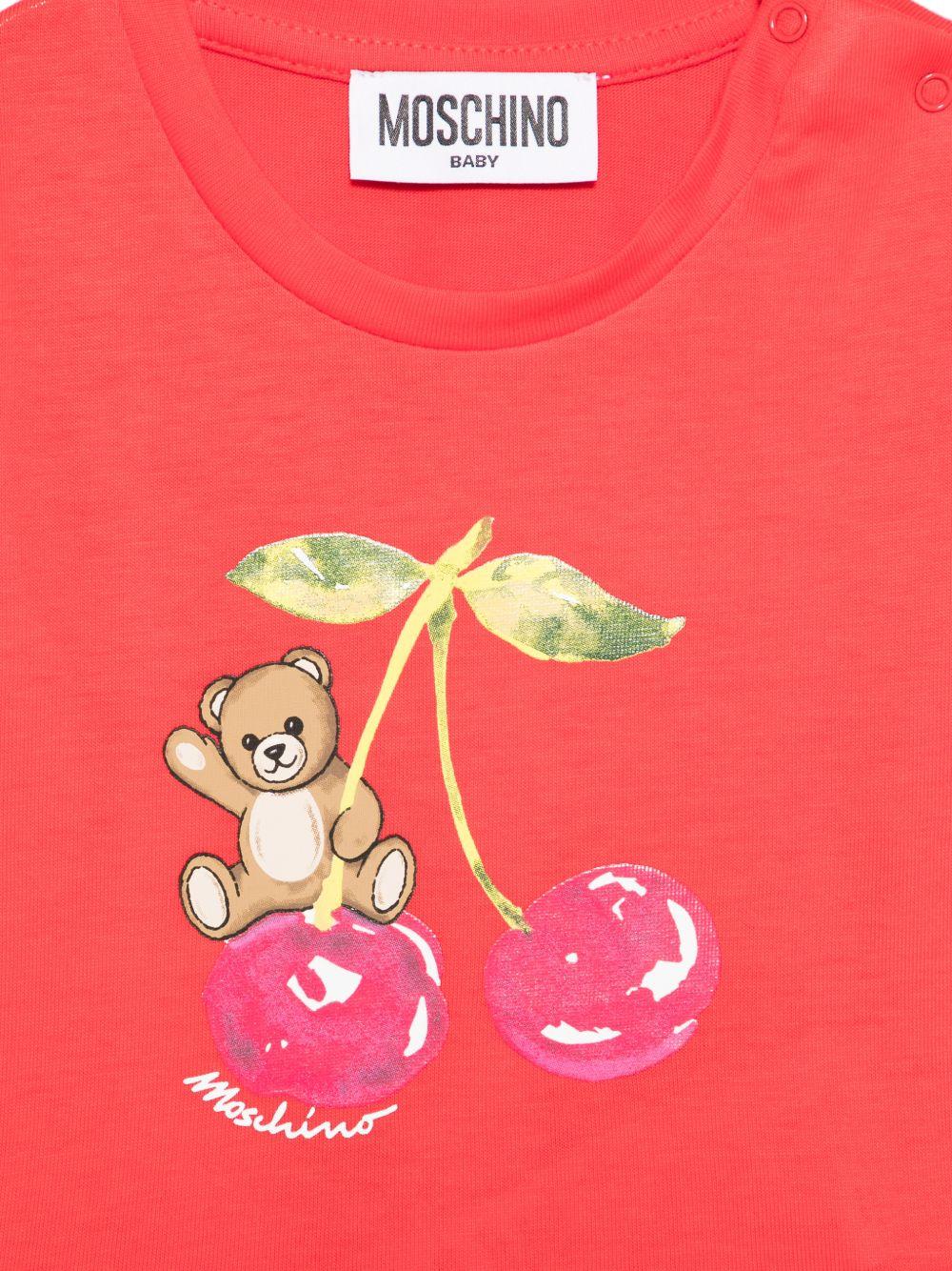 T-shirt per neonata Moschino Kids rossa con stampa Cherry - Rubino Kids