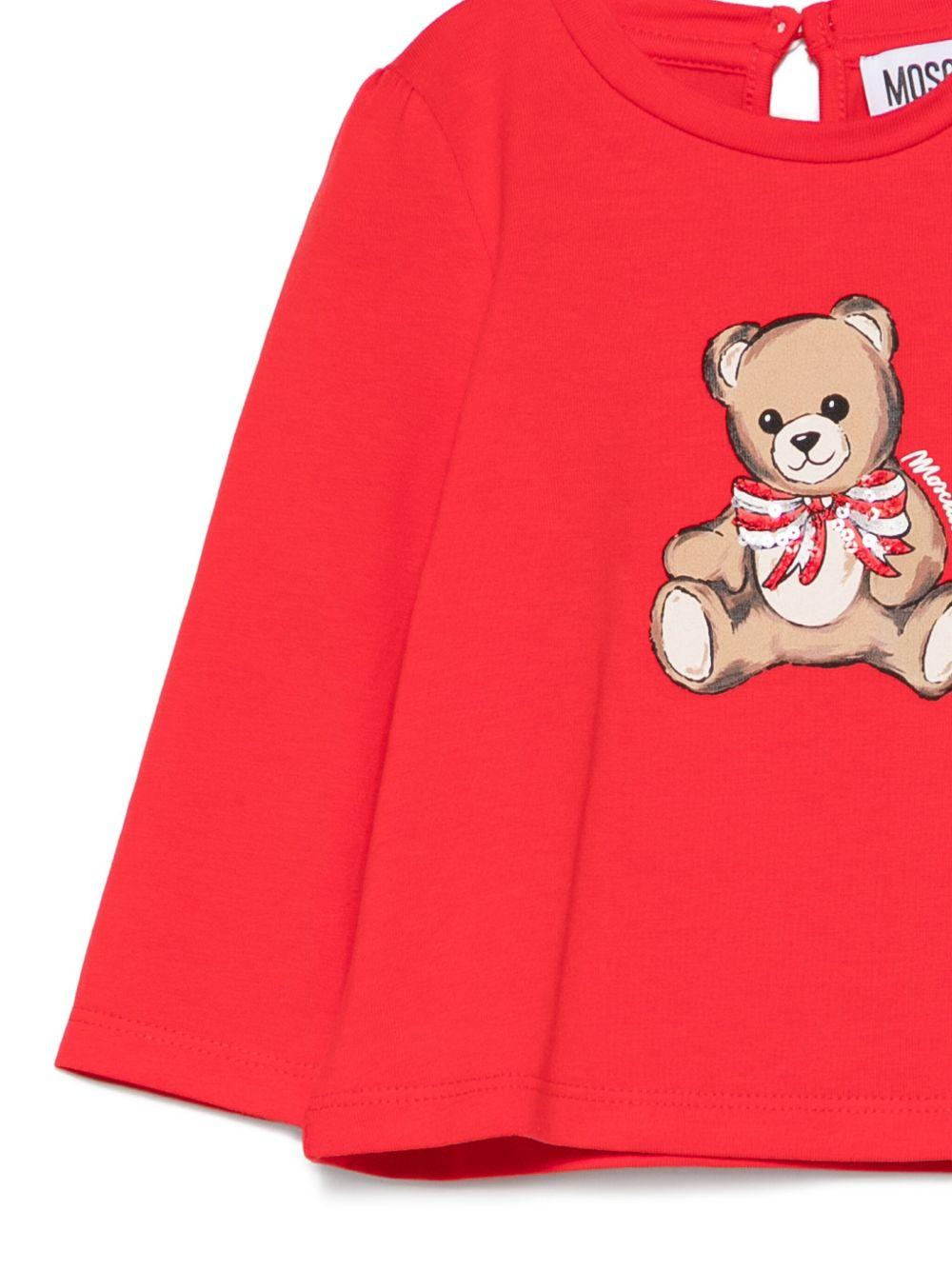 T-shirt per neonata Moschino Kids rosso con motivo Teddy Bear - Rubino Kids