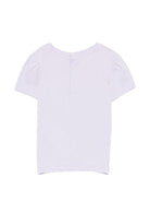 T-shirt per neonata Moschino Kids viola con stampa Teddy con mazzo di fiori - Rubino Kids