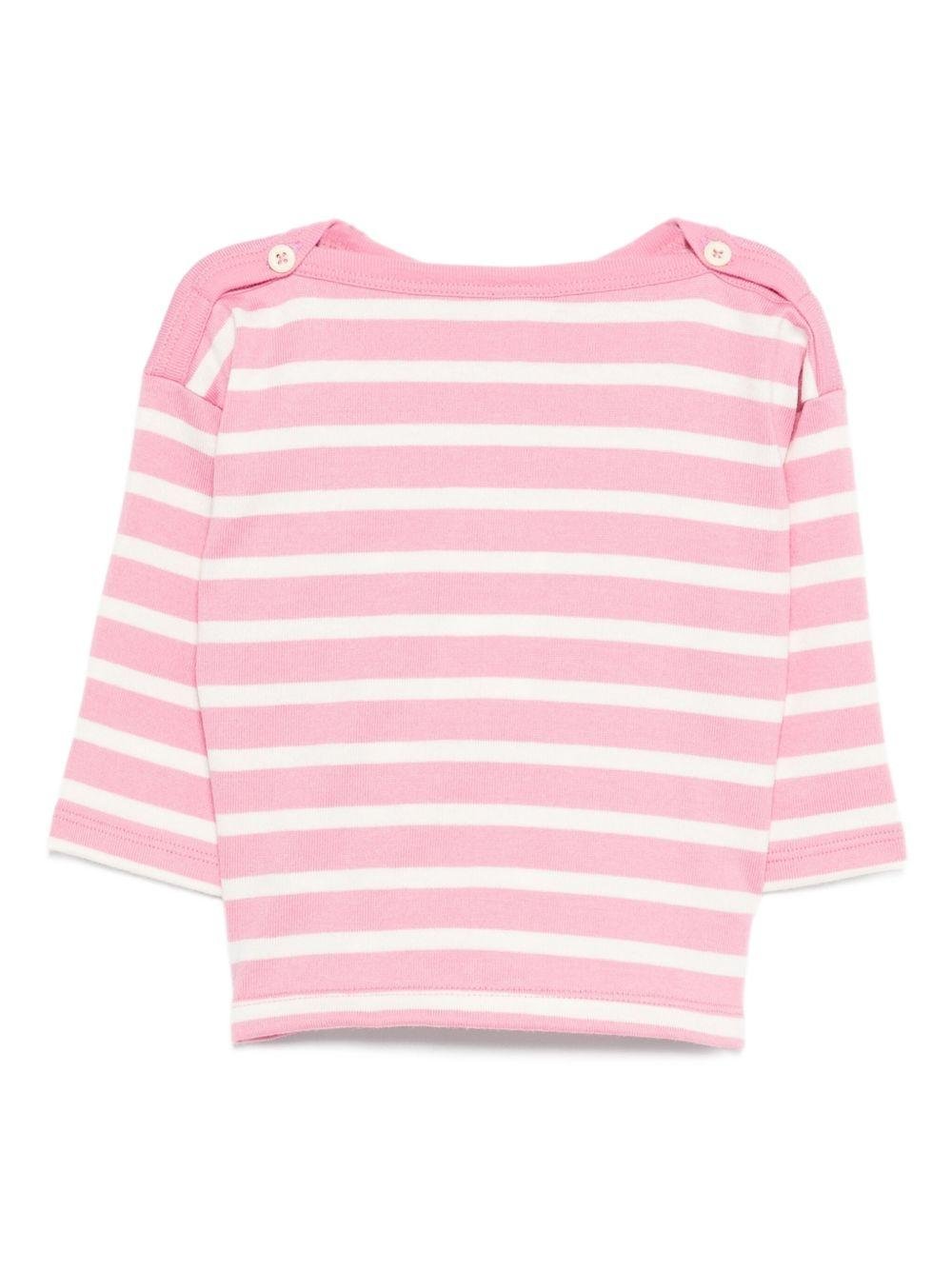 T-shirt per neonata Petit Bateau rosa con motivo a righe orizzontali - Rubino Kids