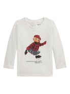 T-shirt per neonata Polo Ralph Lauren Kids bianca con stampa Polo Bear - Rubino Kids