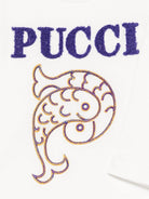 T-shirt per neonata Pucci Junior bianco con ricamo con logo frontale - Rubino Kids