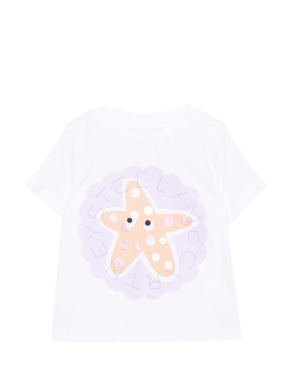 T-shirt per neonata Stella McCartney Kids bianca con stampa grafica - Rubino Kids