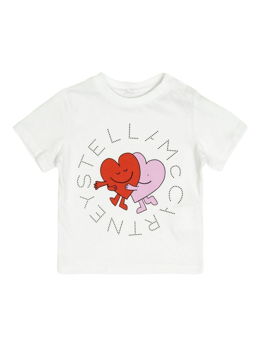 T-shirt per neonata Stella McCartney Kids bianco con stampa a cuore - Rubino Kids