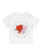 T-shirt per neonata Stella McCartney Kids bianco con stampa a cuore - Rubino Kids