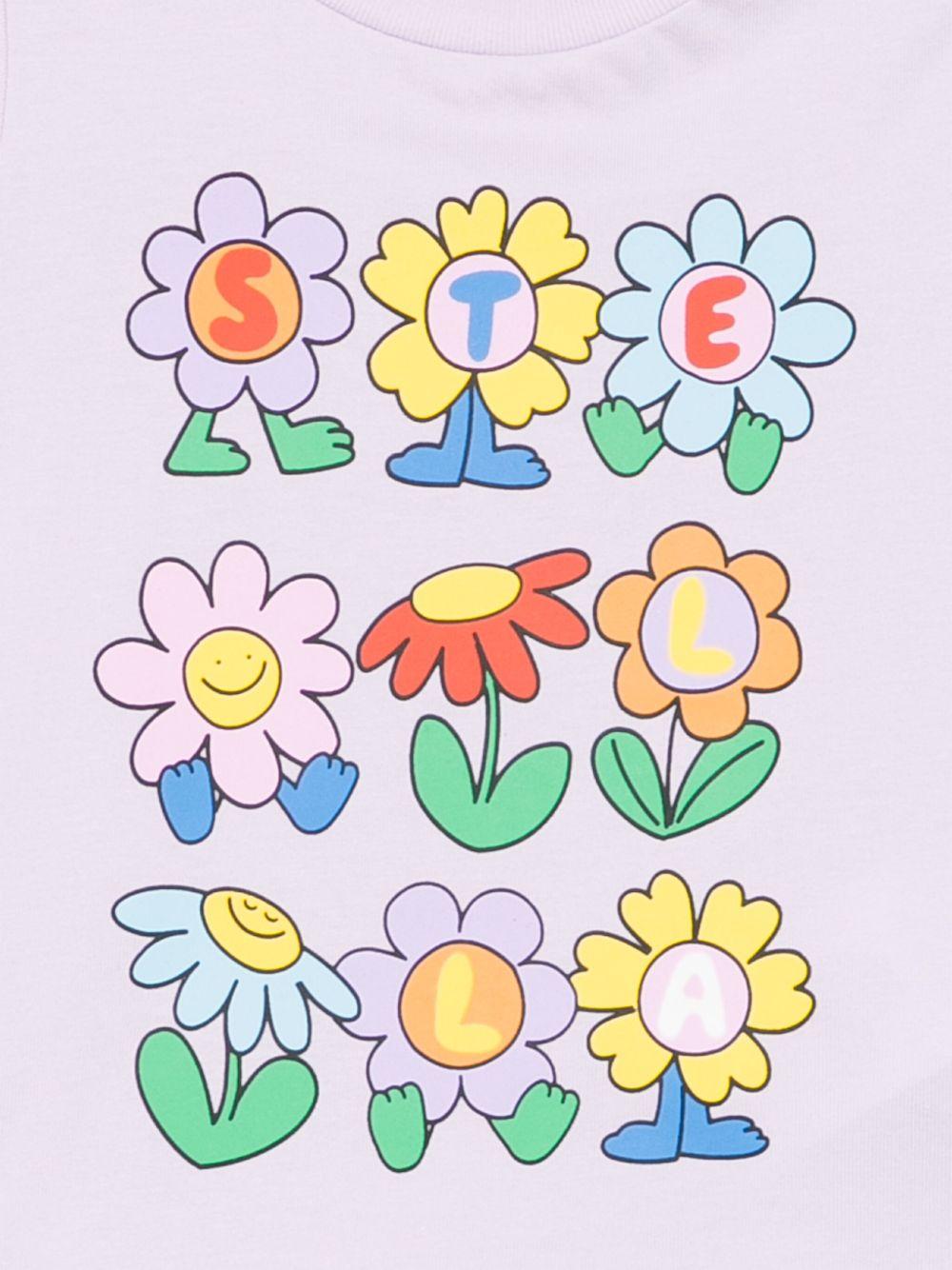 T-shirt per neonata Stella McCartney Kids lilla a fiori - Rubino Kids