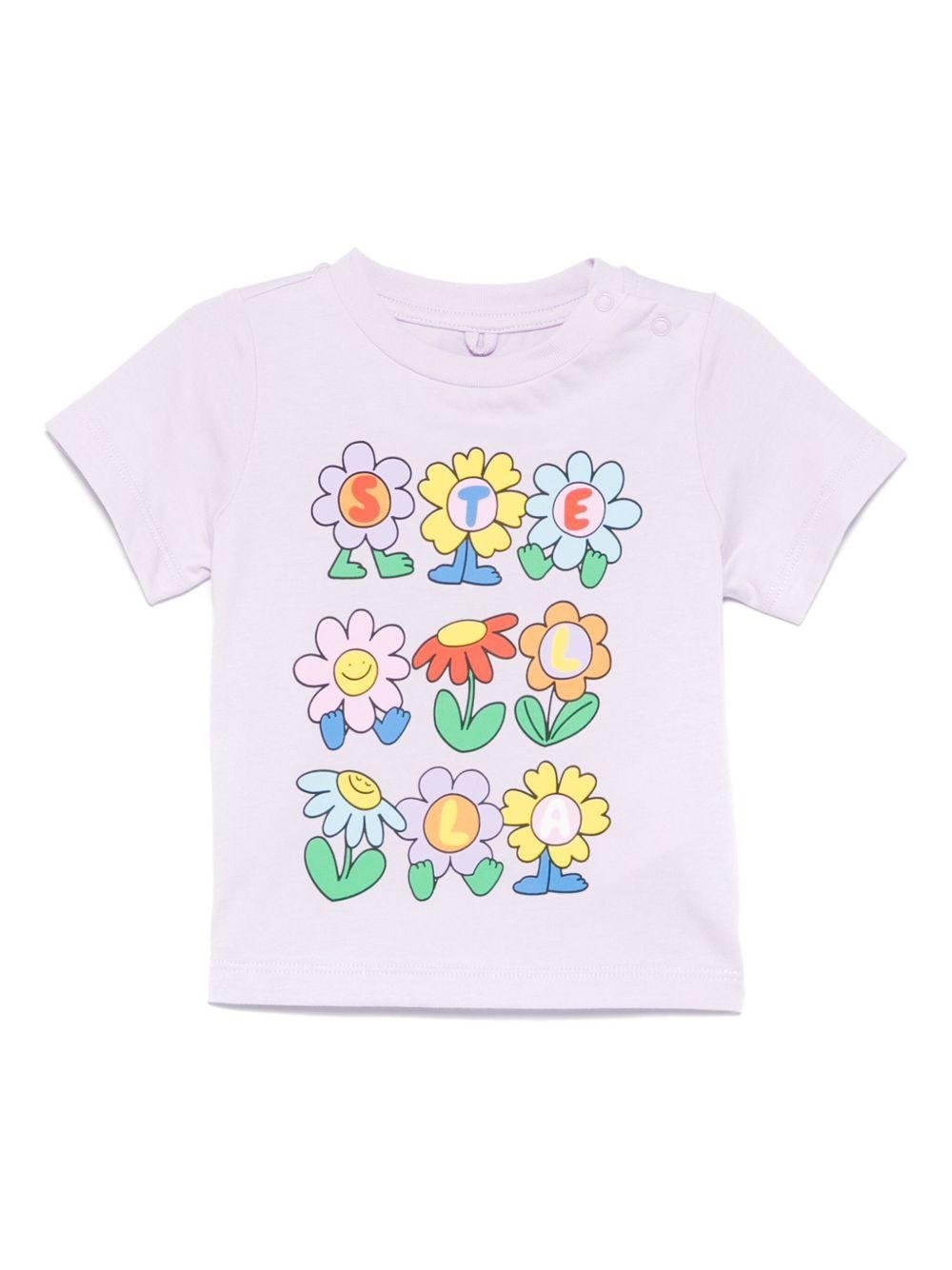 T-shirt per neonata Stella McCartney Kids lilla a fiori - Rubino Kids