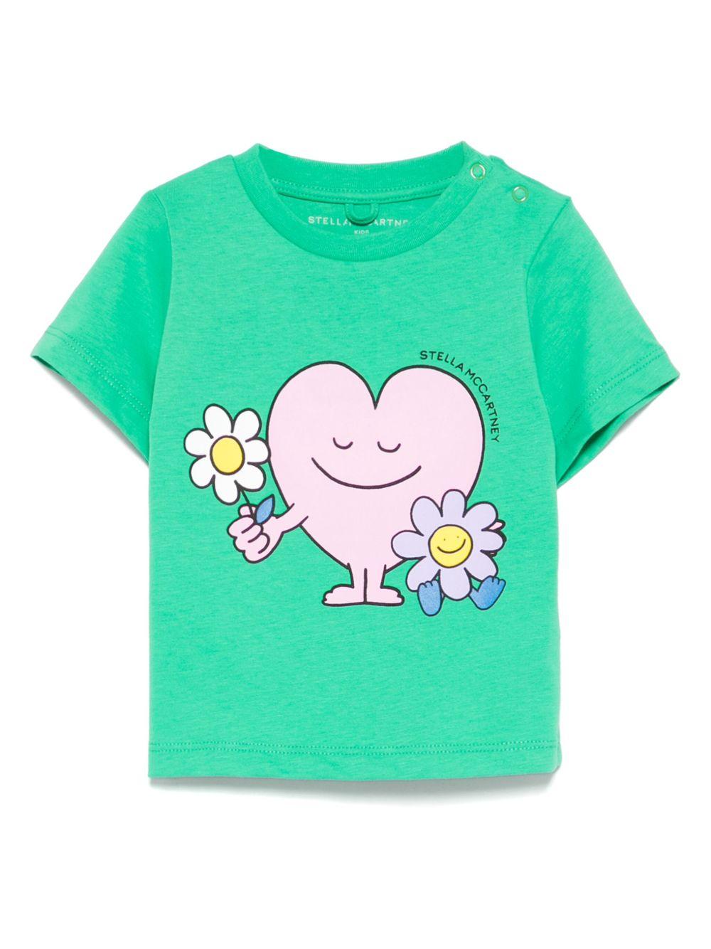 T-shirt per neonata Stella McCartney Kids verde a fiori - Rubino Kids