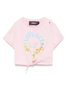 T-shirt per neonata Versace Kids rosa con stampa logo - Rubino Kids