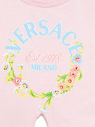 T-shirt per neonata Versace Kids rosa con stampa logo - Rubino Kids