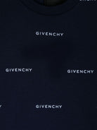 T shirt per neonati blu con logo Givenchy bianco stampato in all - over con font dritto - Rubino Kids