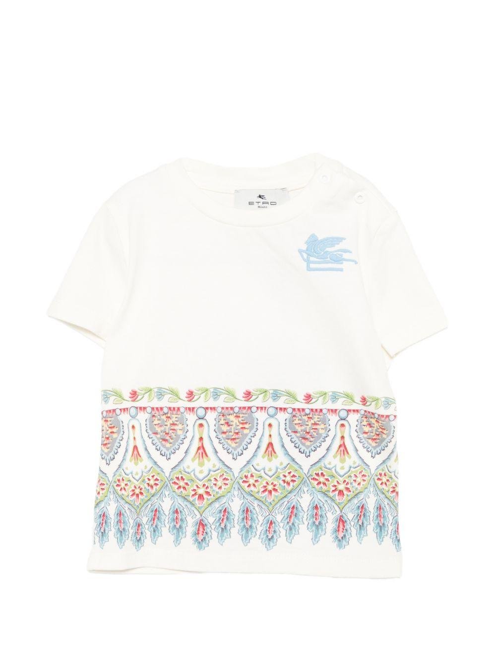 T-shirt per neonati Etro Kids bianca con stampa grafica - Rubino Kids