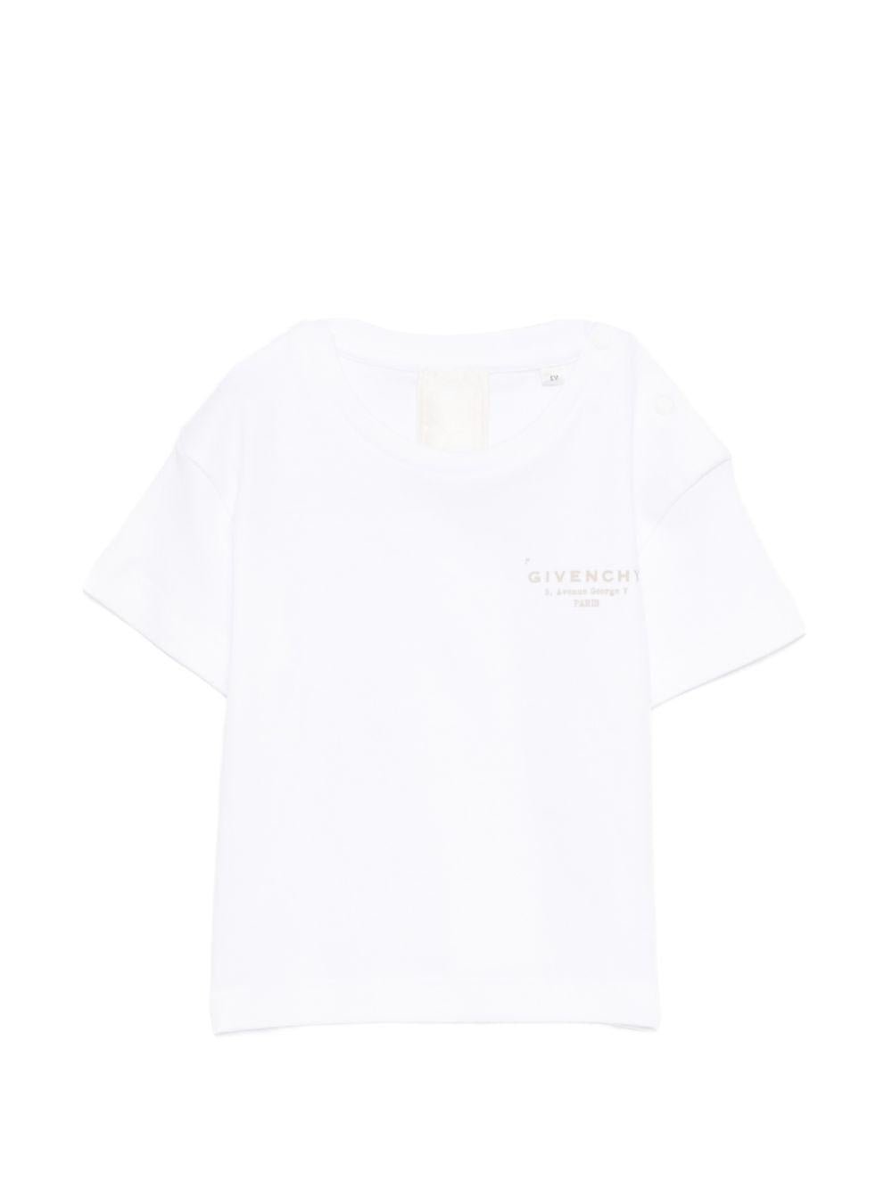 T-shirt per neonati Givenchy Kids bianca con logo sul davanti - Rubino Kids