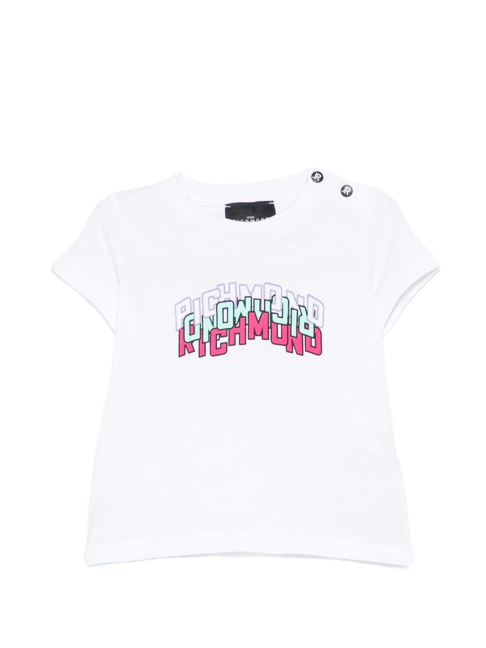 T-shirt per neonati John Richmond Junior bianca con dettaglio logo - Rubino Kids
