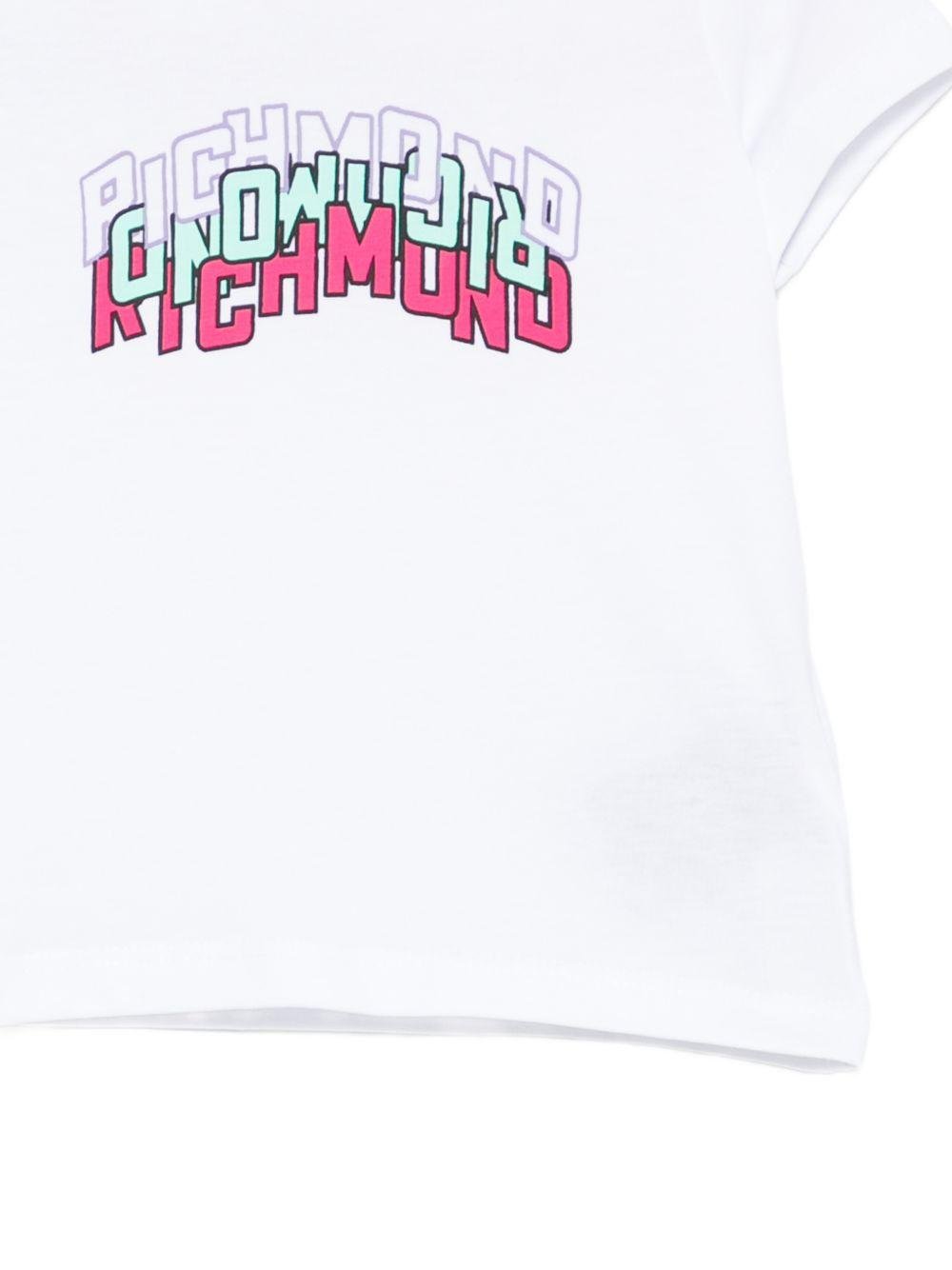 T-shirt per neonati John Richmond Junior bianca con dettaglio logo - Rubino Kids