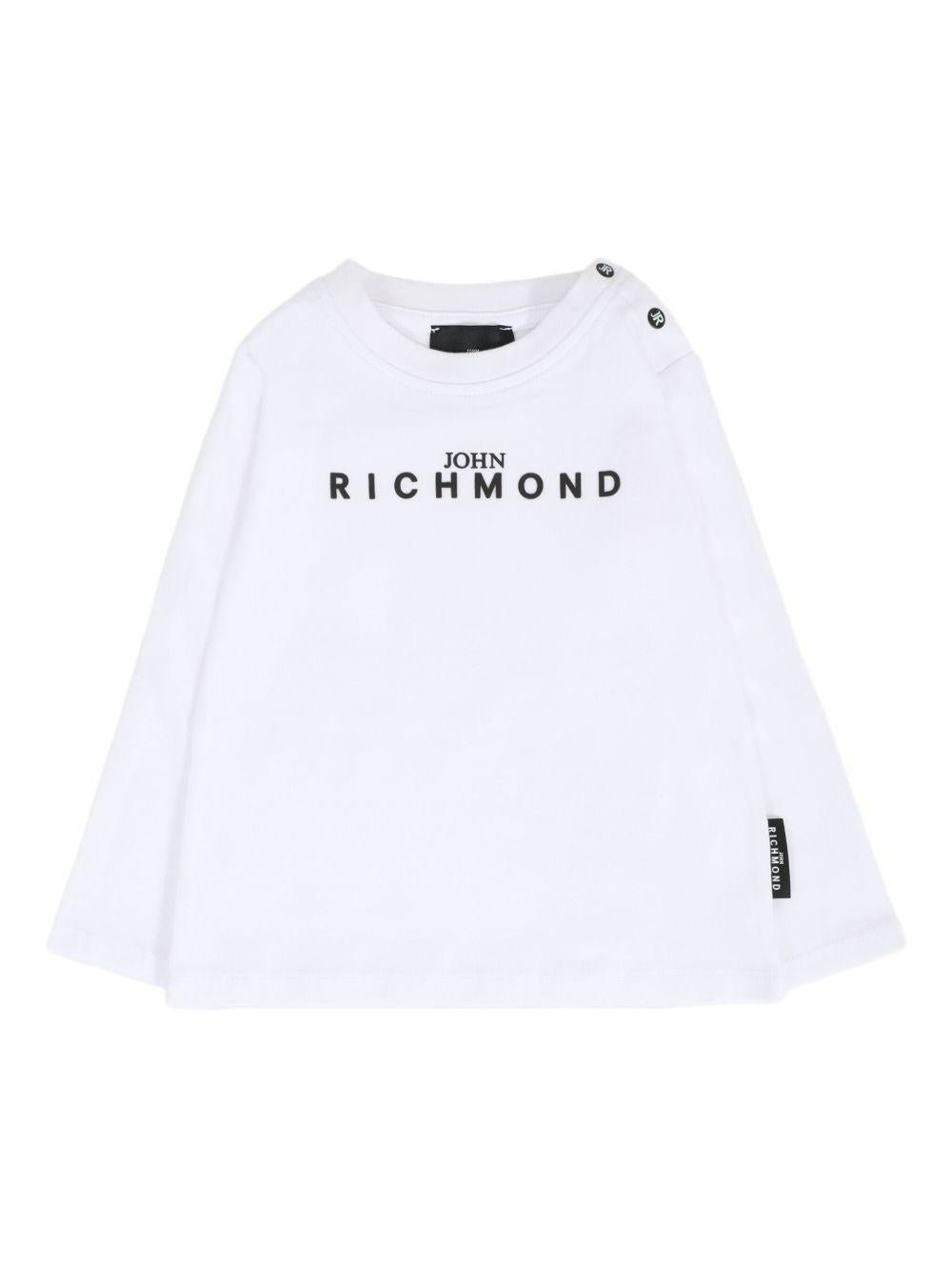 T-shirt per neonati John Richmond Junior bianco con logo sul davanti - Rubino Kids