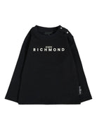 T-shirt per neonati John Richmond Junior nero con logo sul davanti - Rubino Kids