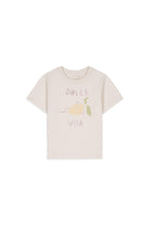 T-shirt per neonati Louise Misha Kids beige con stampa sul davanti - Rubino Kids