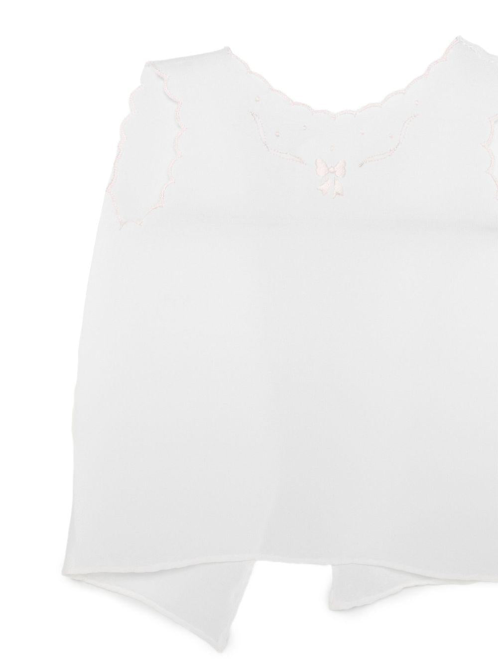 T-shirt per neonati Mariella Ferrari bianca con dettagli ricamati rosa - Rubino Kids