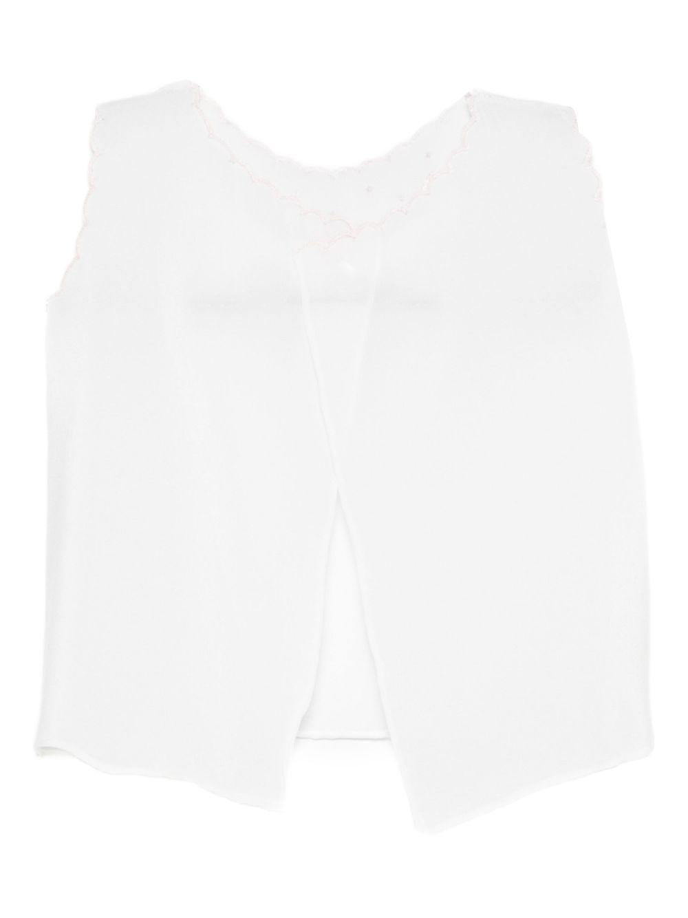 T-shirt per neonati Mariella Ferrari bianca con dettagli ricamati rosa - Rubino Kids