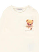 T-shirt per neonati Moncler Enfant avorio con stampa orsetto - Rubino Kids