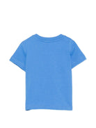 T-shirt per neonati Moschino Kids azzura con stampa Teddy Bear sul davanti - Rubino Kids