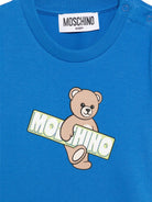 T-shirt per neonati Moschino Kids azzurra con stampa Teddy Bear - Rubino Kids