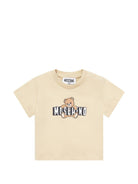 T-shirt per neonati Moschino Kids beige con logo sul davanti - Rubino Kids