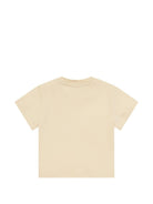 T-shirt per neonati Moschino Kids beige con logo sul davanti - Rubino Kids